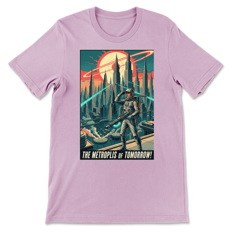 T-shirt Atompunk Retro-Future The Metropolis of Tomorrow-(USA) Heather Prism Lilac
