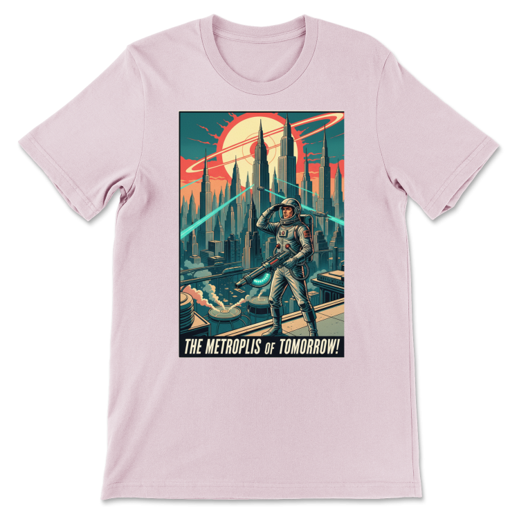 T-shirt Atompunk Retro-Future The Metropolis of Tomorrow-(USA) Soft Pink