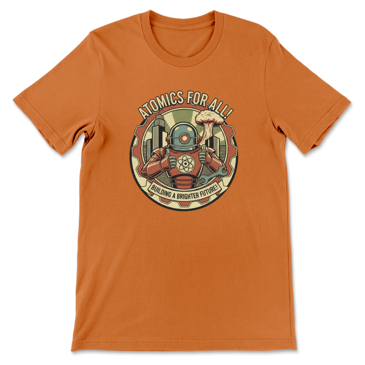 T-shirt Atompunk Retro-Future The Metropolis of Tomorrow-(USA) Burnt Orange
