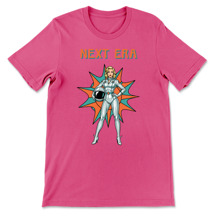 Retrofuturystyczna Koszulka Atompunk Pulp Icon - Next Era Pin Up Astro-Girl -(USA) Berry