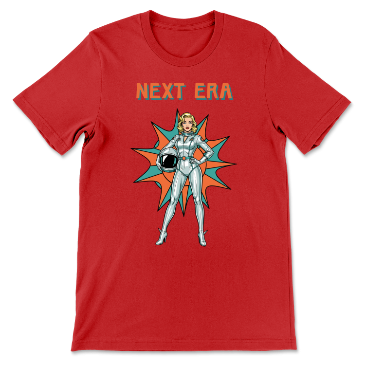 Retrofuturystyczna Koszulka Atompunk Pulp Icon - Next Era Pin Up Astro-Girl -(USA) Canvas Red
