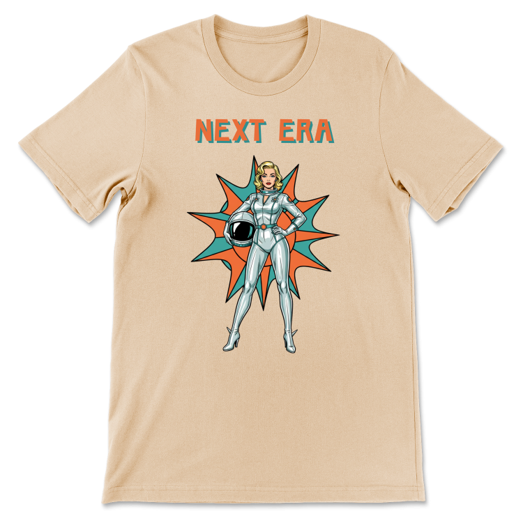 Retrofuturystyczna Koszulka Atompunk Pulp Icon - Next Era Pin Up Astro-Girl -(USA) Creme