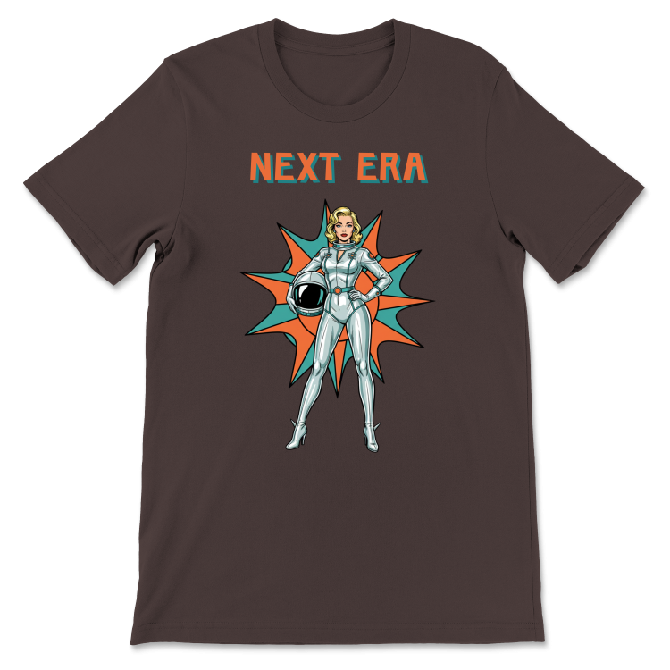 Retrofuturystyczna Koszulka Atompunk Pulp Icon - Next Era Pin Up Astro-Girl -(USA) Dark Chocolate