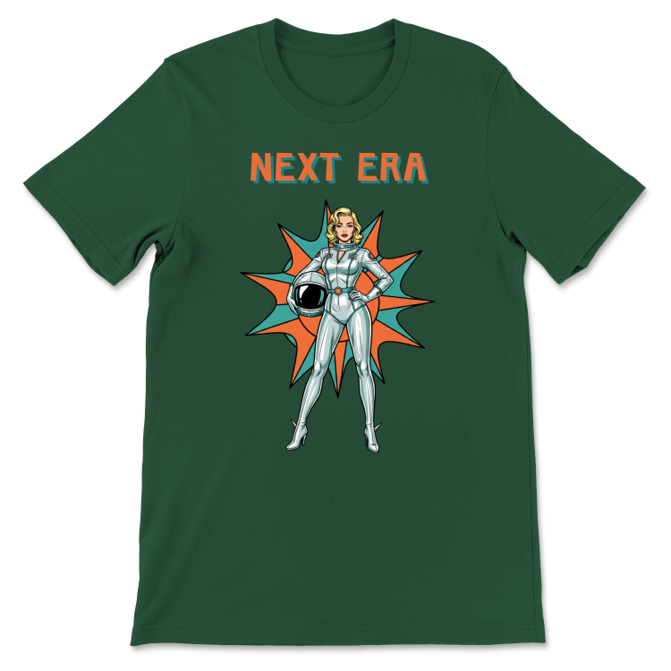 Retrofuturystyczna Koszulka Atompunk Pulp Icon - Next Era Pin Up Astro-Girl -(USA) Ever Green