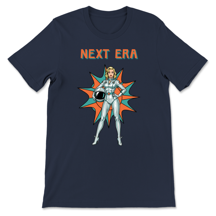 Retrofuturystyczna Koszulka Atompunk Pulp Icon - Next Era Pin Up Astro-Girl -(USA) Heather Midnight Navy