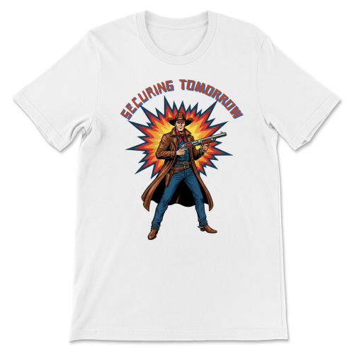 Retrofuturystyczna Koszulka Atompunk Pulp Icon - Space Cowboy -White