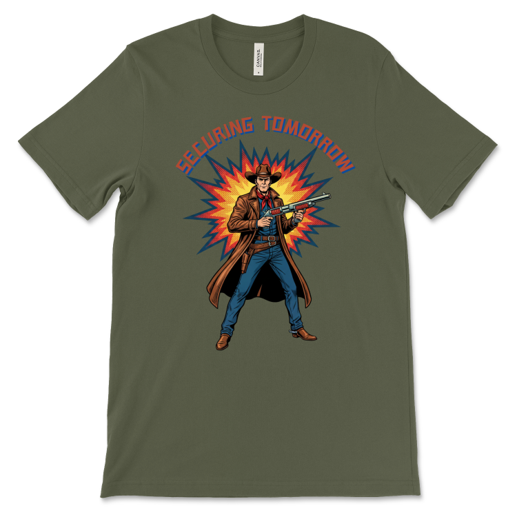 Retrofuturystyczna Koszulka Atompunk Pulp Icon - Space Cowboy (USA) Military Green