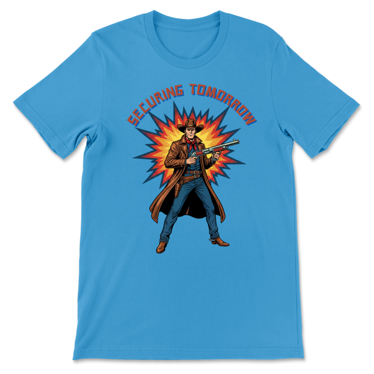 Retrofuturystyczna Koszulka Atompunk Pulp Icon - Space Cowboy (USA) Aqua