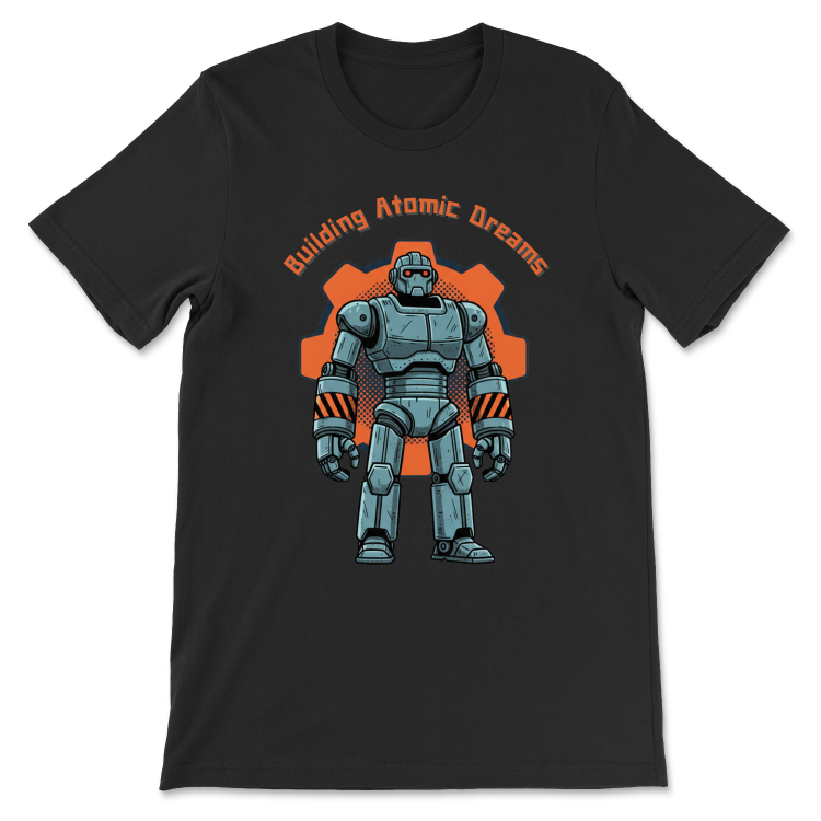 Retrofuturystyczna Koszulka Atompunk Pulp Icon - Robo-Worker -Black