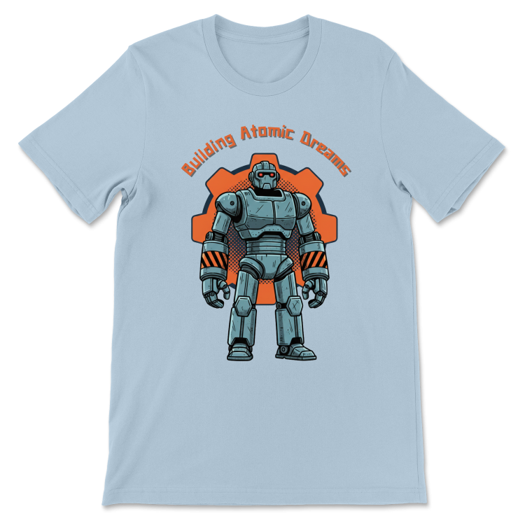 Retrofuturystyczna Koszulka Atompunk Pulp Icon - Robo-Worker -(USA) Light Blue