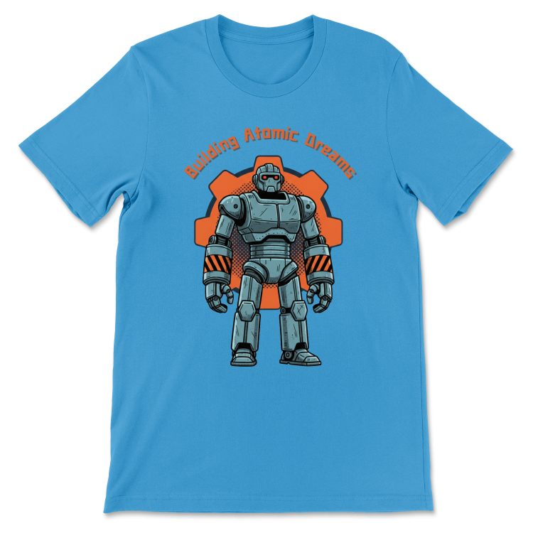 Retrofuturystyczna Koszulka Atompunk Pulp Icon - Robo-Worker -(USA) Aqua
