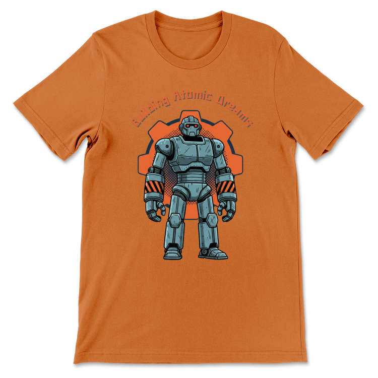Retrofuturystyczna Koszulka Atompunk Pulp Icon - Robo-Worker -(USA) Burnt Orange