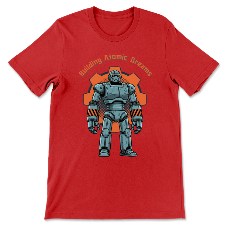 Retrofuturystyczna Koszulka Atompunk Pulp Icon - Robo-Worker -(USA) Canvas Red