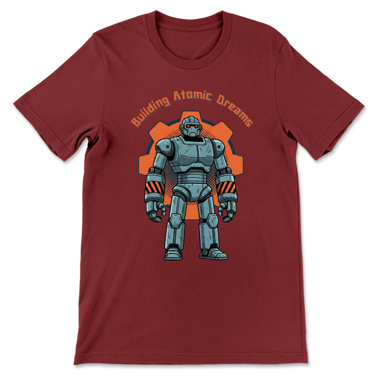 Retrofuturystyczna Koszulka Atompunk Pulp Icon - Robo-Worker -(USA) Cardinal Heather