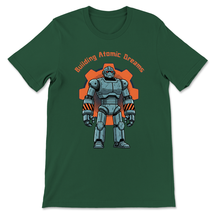 Retrofuturystyczna Koszulka Atompunk Pulp Icon - Robo-Worker -(USA) Ever Green