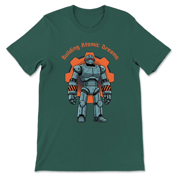 Retrofuturystyczna Koszulka Atompunk Pulp Icon - Robo-Worker -(USA) Forest