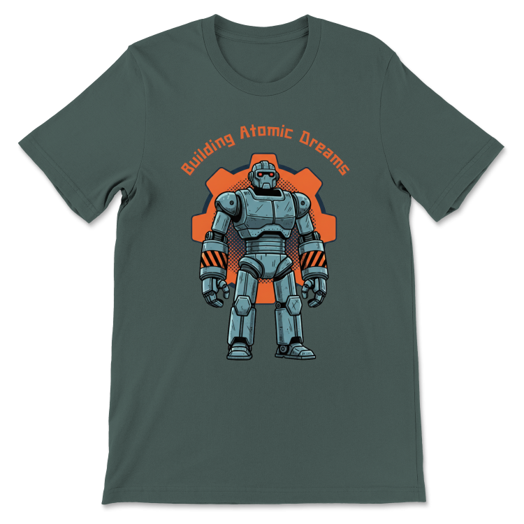 Retrofuturystyczna Koszulka Atompunk Pulp Icon - Robo-Worker -(USA) Forest Heather