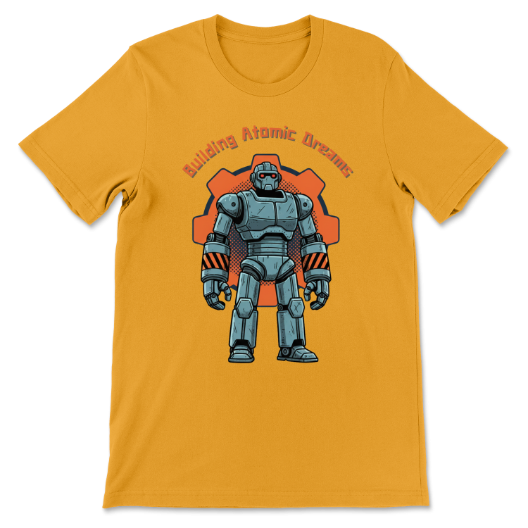 Retrofuturystyczna Koszulka Atompunk Pulp Icon - Robo-Worker -(USA) Gold