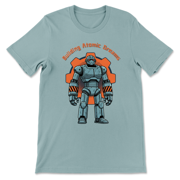 Retrofuturystyczna Koszulka Atompunk Pulp Icon - Robo-Worker (USA) Heather Blue Lagoon