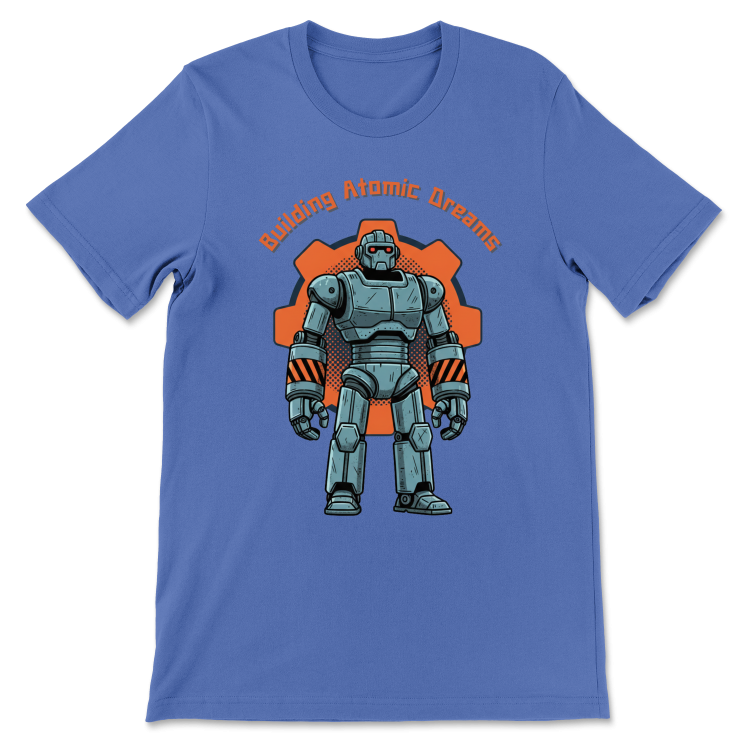 Retrofuturystyczna Koszulka Atompunk Pulp Icon - Robo-Worker (USA) 	Heather Columbian Blue