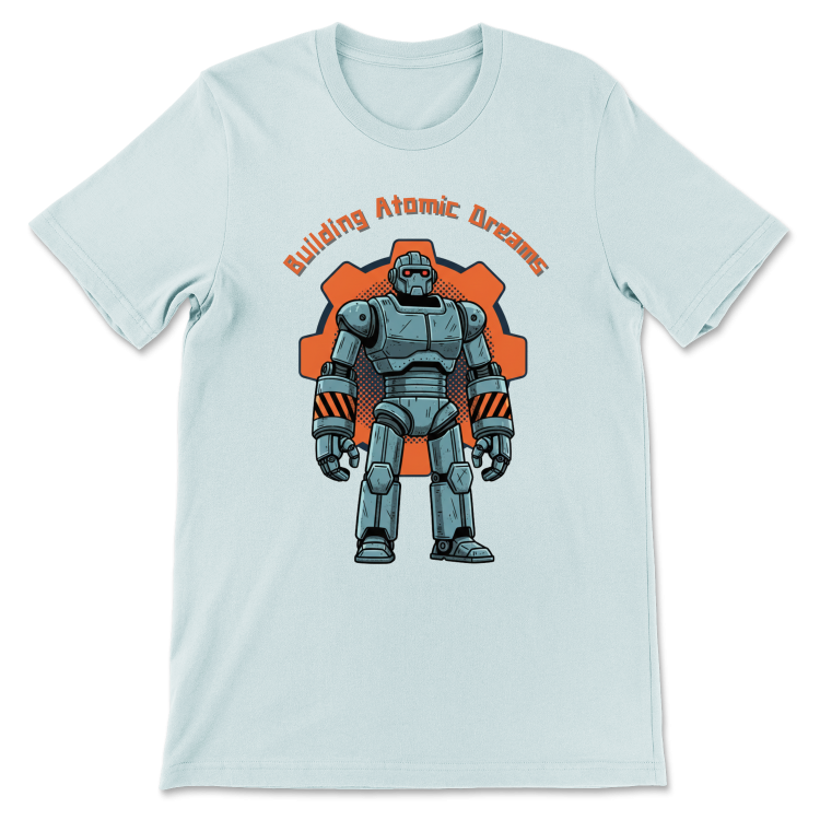 Retrofuturystyczna Koszulka Atompunk Pulp Icon - Robo-Worker (USA) Heather Ice Blue