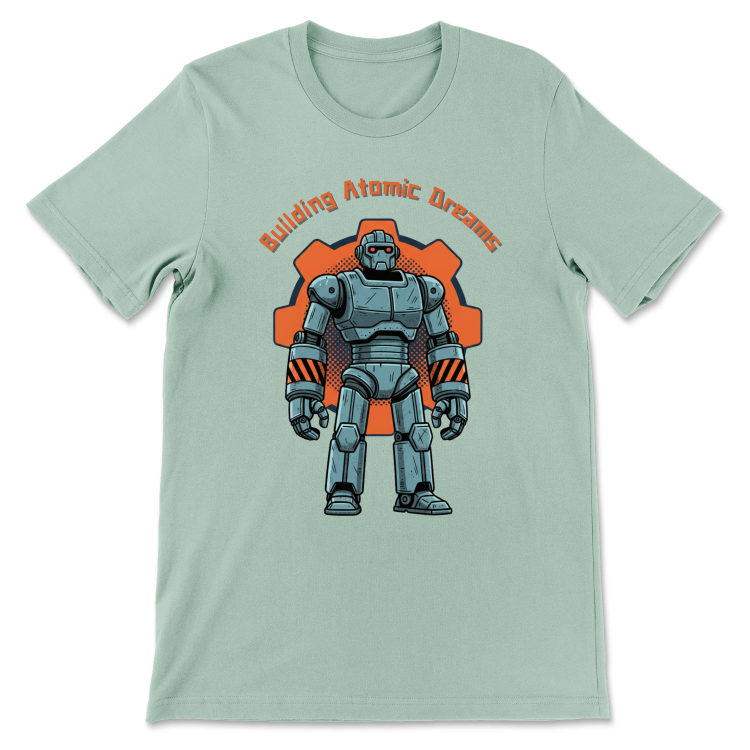Retrofuturystyczna Koszulka Atompunk Pulp Icon - Robo-Worker (USA) Heather Prism Mint