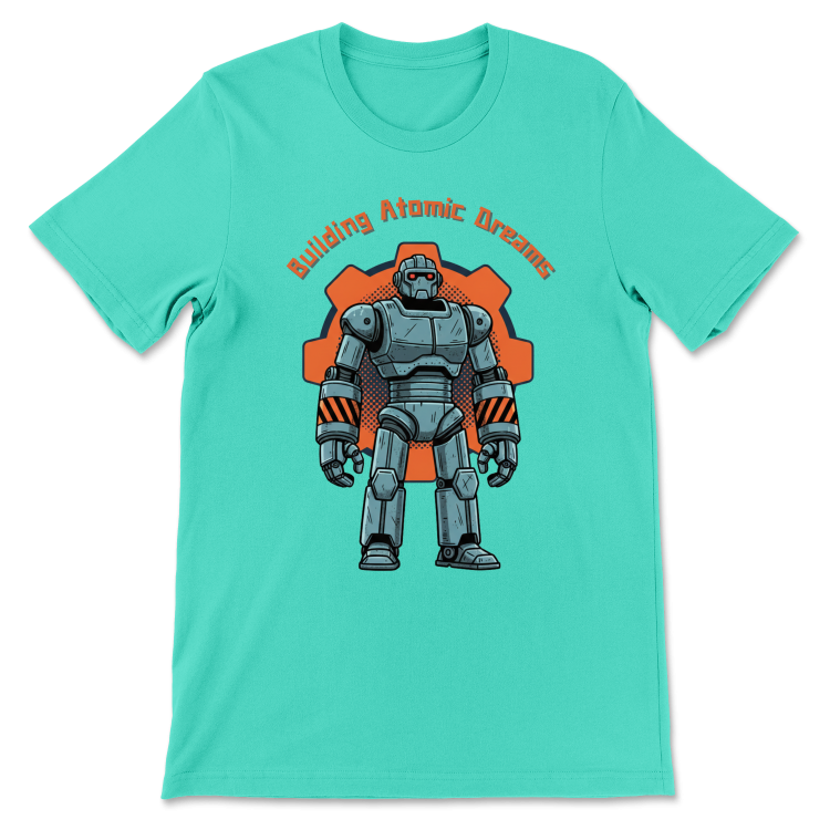 Retrofuturystyczna Koszulka Atompunk Pulp Icon - Robo-Worker (USA) Heather Sea Green