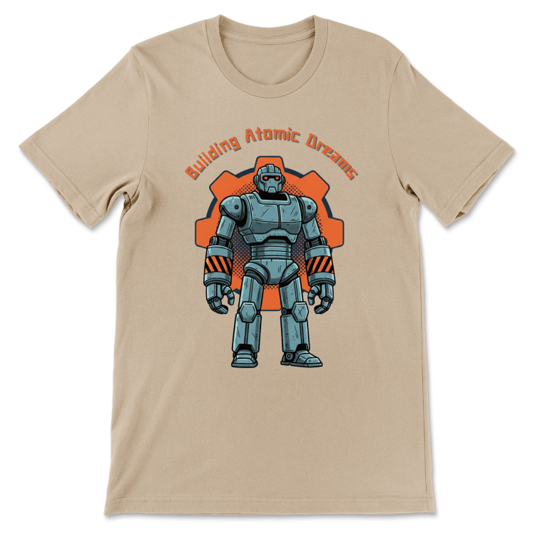 Retrofuturystyczna Koszulka Atompunk Pulp Icon - Robo-Worker (USA) Heather Tan