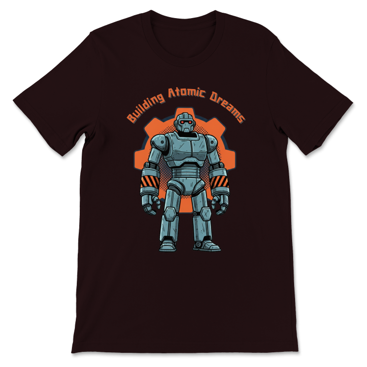Retrofuturystyczna Koszulka Atompunk Pulp Icon - Robo-Worker (USA) Oxblood Black