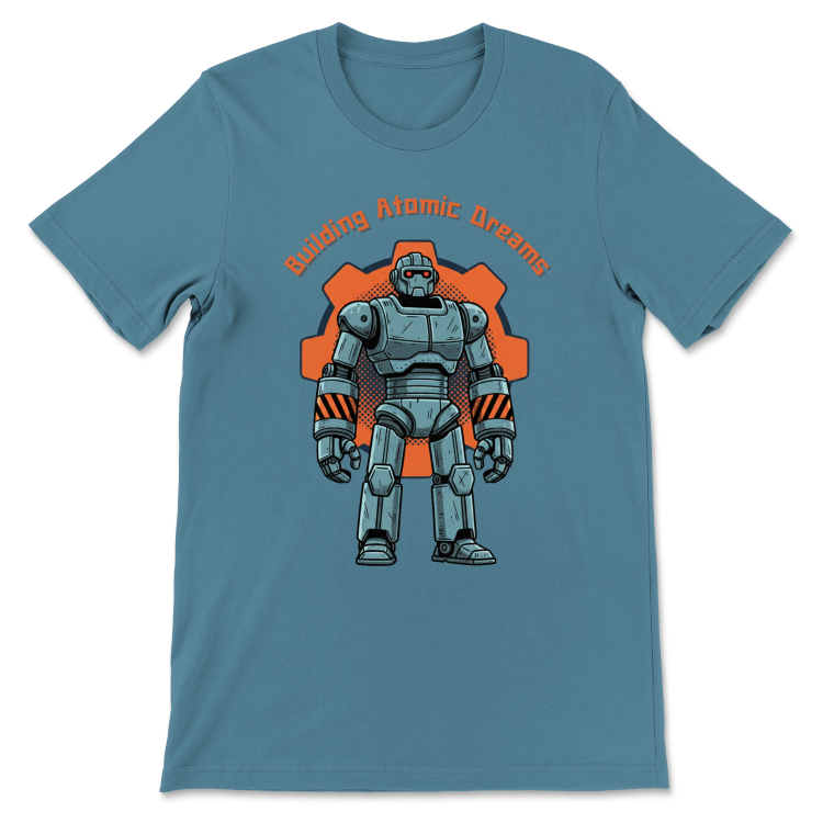 Retrofuturystyczna Koszulka Atompunk Pulp Icon - Robo-Worker (USA) Steel Blue