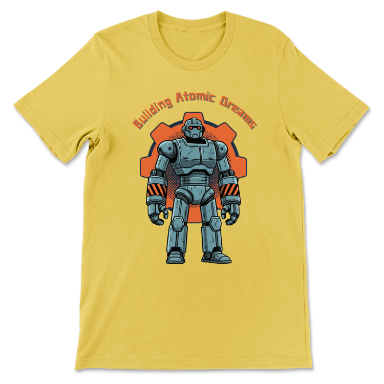 Retrofuturystyczna Koszulka Atompunk Pulp Icon - Robo-Worker (USA) Yellow