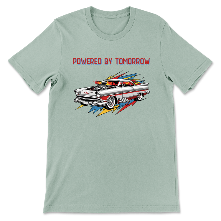 Retrofuturystyczna Koszulka Atompunk Pulp Icon - Fusion Car(USA) 	Heather Dusty Blue