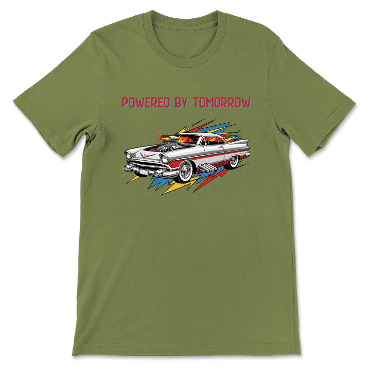 Retrofuturystyczna Koszulka Atompunk Pulp Icon - Fusion Car(USA) Heather Green