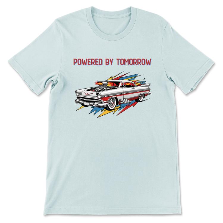Retrofuturystyczna Koszulka Atompunk Pulp Icon - Fusion Car(USA) Heather Ice Blue