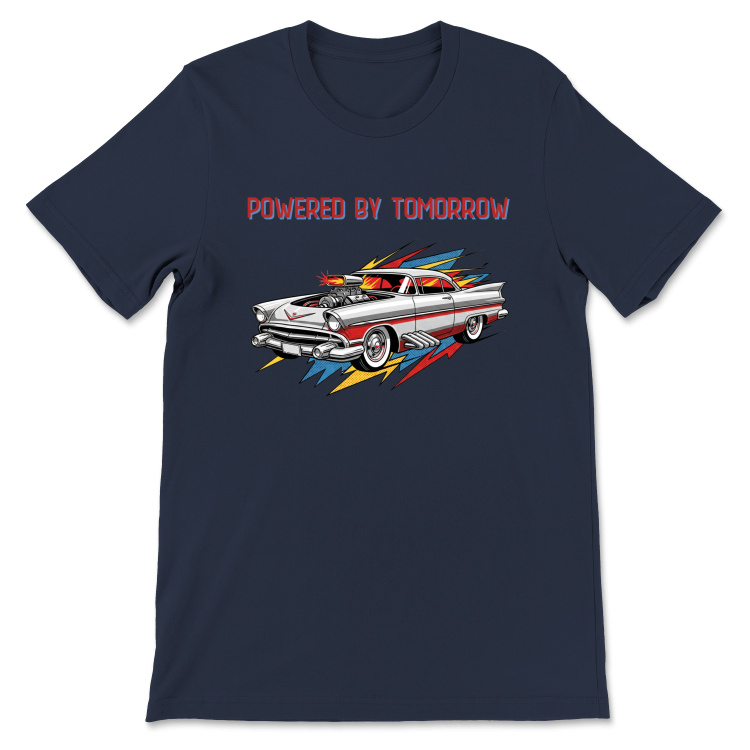Retrofuturystyczna Koszulka Atompunk Pulp Icon - Fusion Car(USA) Heather Midnight Navy