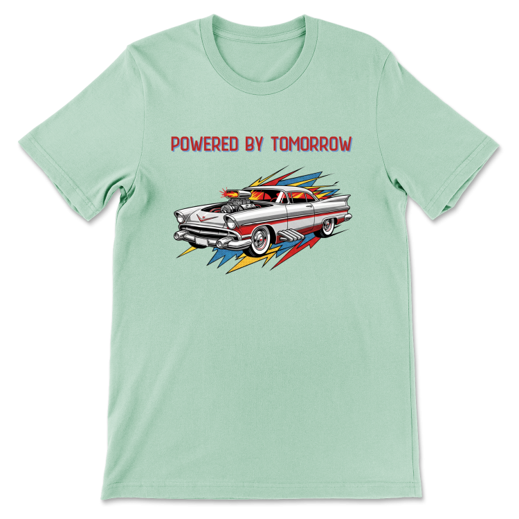 Retrofuturystyczna Koszulka Atompunk Pulp Icon - Fusion Car(USA) Heather Mint