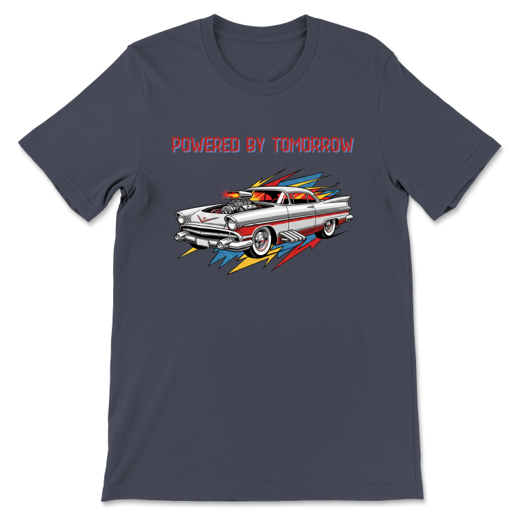 Retrofuturystyczna Koszulka Atompunk Pulp Icon - Fusion Car(USA) Heather Navy