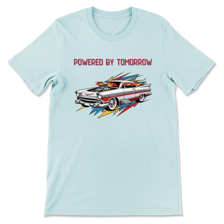 Retrofuturystyczna Koszulka Atompunk Pulp Icon - Fusion Car(USA) Heather Prism Blue