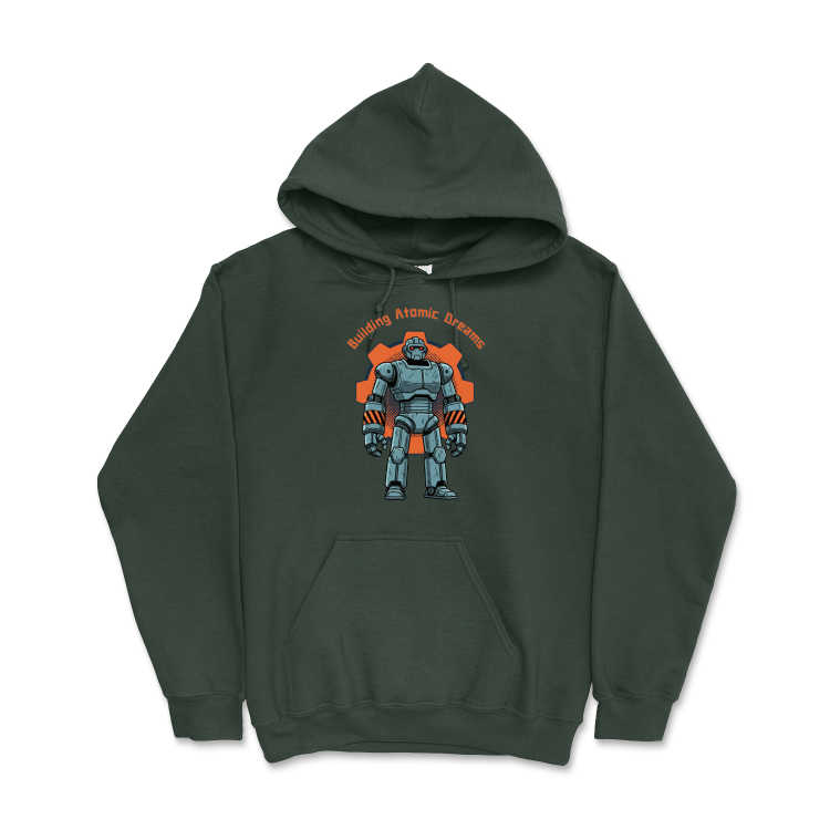 Retrofuturystyczna Bluza Atompunk Pulp Icon - Robo-Worker-Forest Green