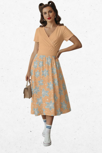Retrofuturystyczna sukienka pin up w stylu lat 50