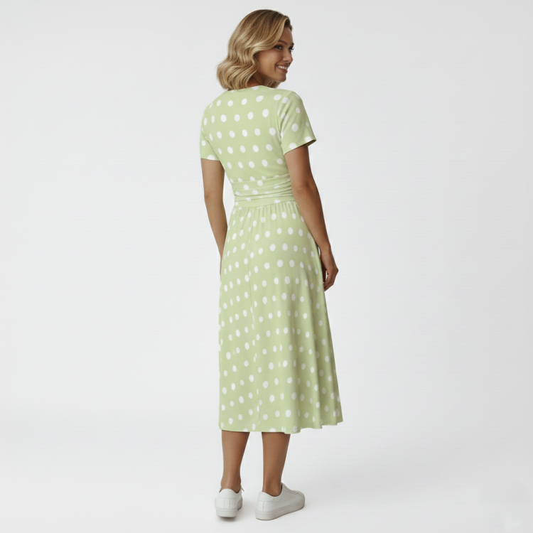 Sukienka Vintage Pin Up Oliwkowa Zieleń i groszki lata 50