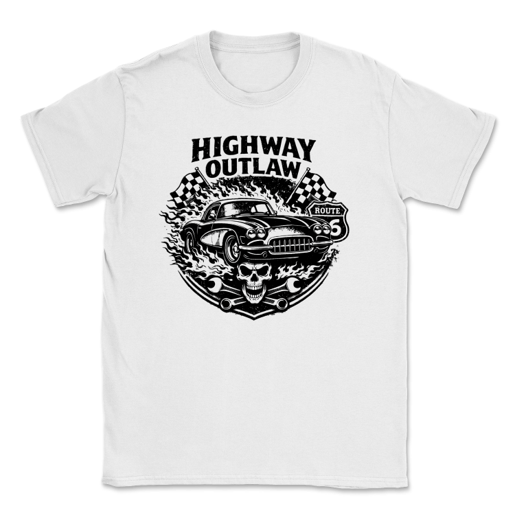 Koszulka Męska Retro Highway - Highway Outlaw -White
