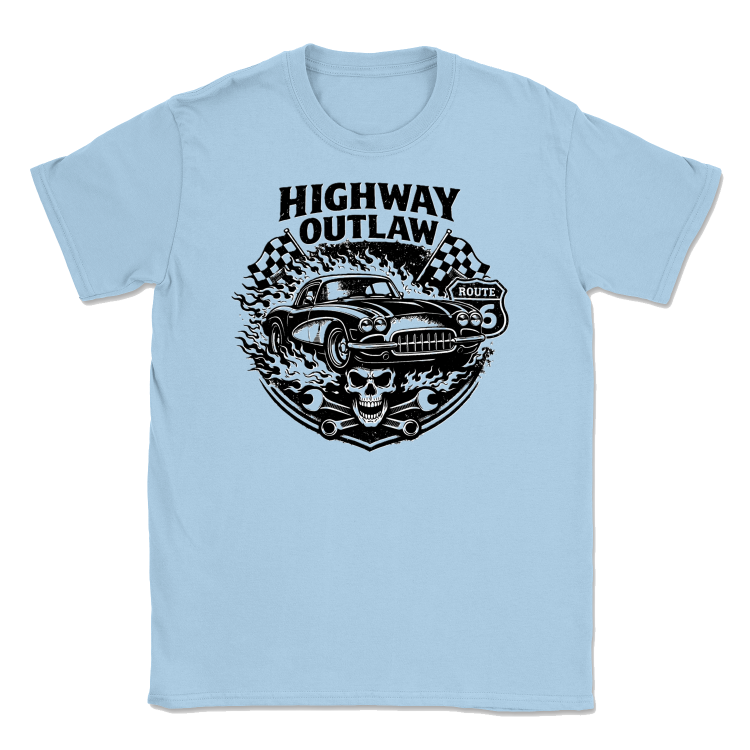 Koszulka Męska Retro Highway - Highway Outlaw -Light blue