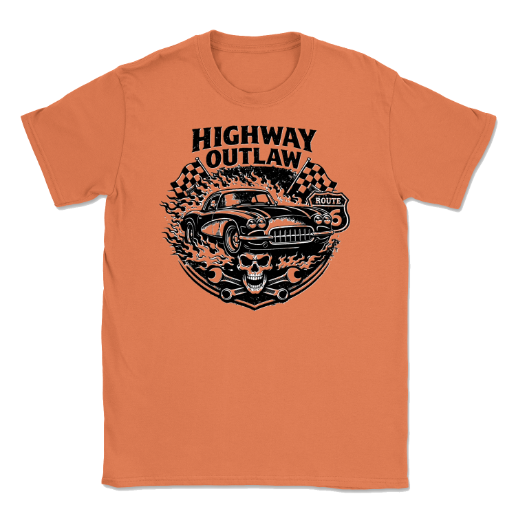 Koszulka Męska Retro Highway - Highway Outlaw -Orange