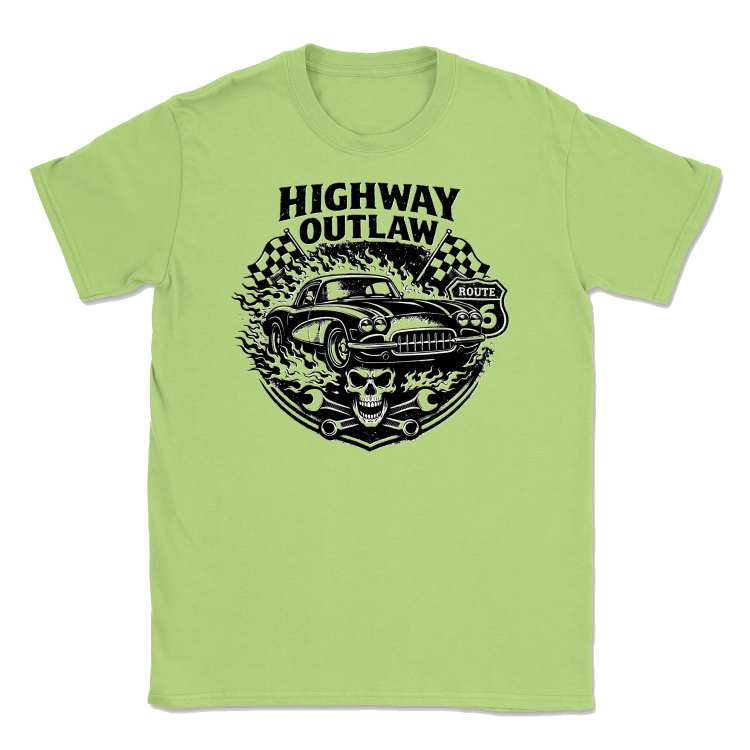 Koszulka Męska Retro Highway - Highway Outlaw -Light green