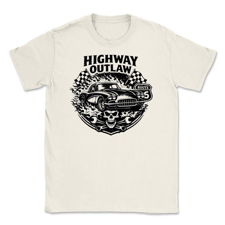 Koszulka Męska Retro Highway - Highway Outlaw -Natural
