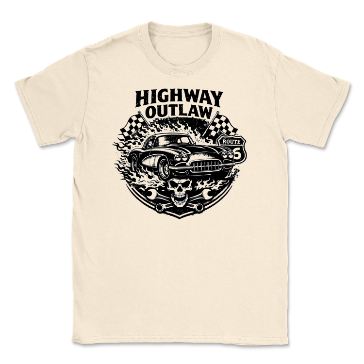 Koszulka Męska Retro Highway - Highway Outlaw -Sand