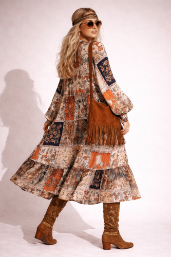 Sukienka Vintage Damska w stylu Hippie Tribal Patchwork  (2).png
