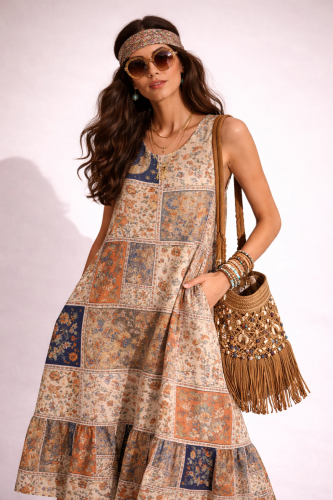 Sukienka Retro Hippie Bohemia Patchwork Summer  (1).png