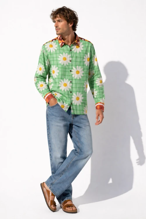 Hippie Koszula Męska 100% cotton Flower and Ethnic Mix  (3).png